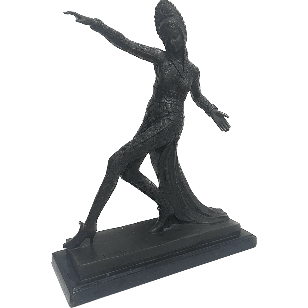 Escultura de bronce de mujer bailarina firmada por el artista