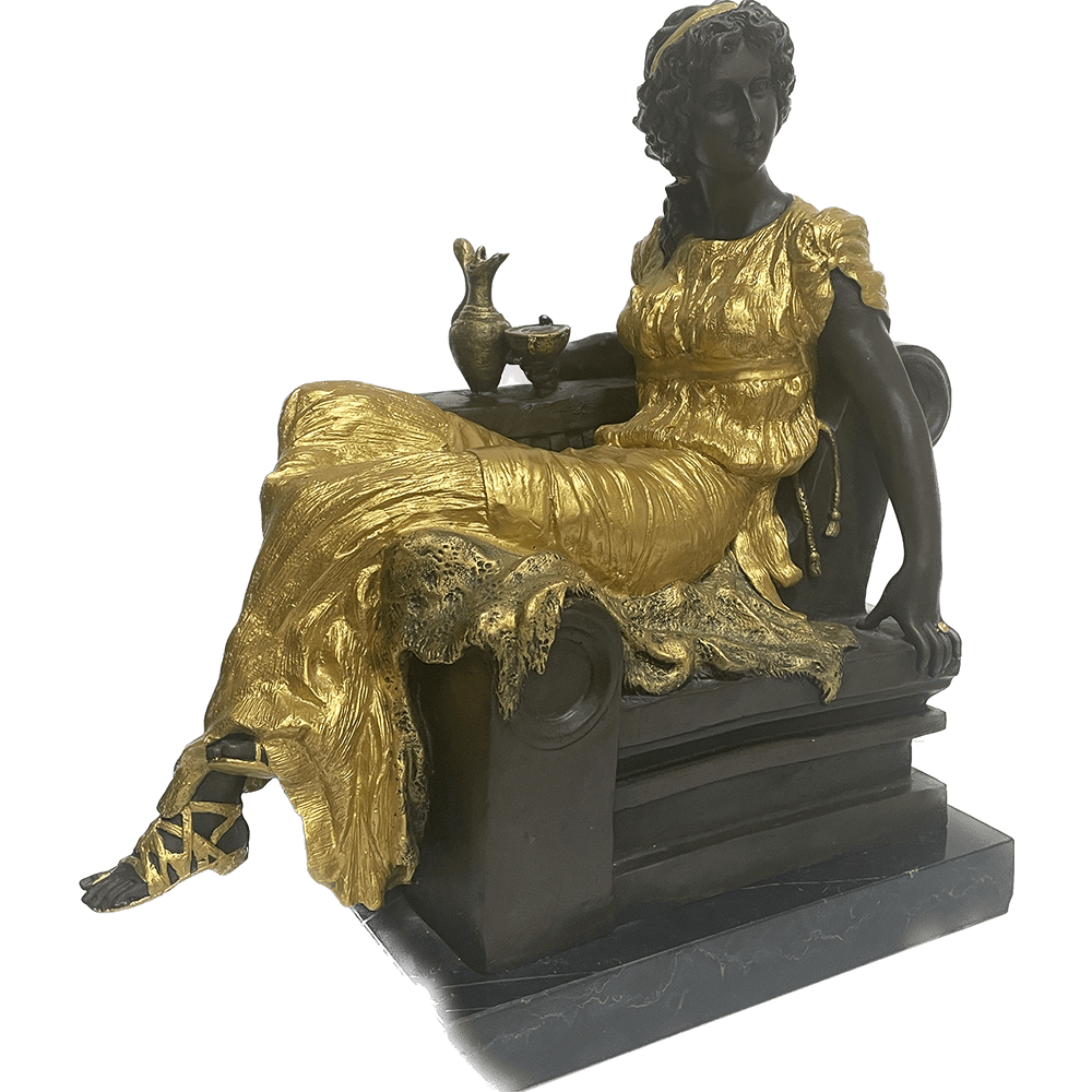 Figura de bronce de mujer romana bicolor – Decoración del hogar