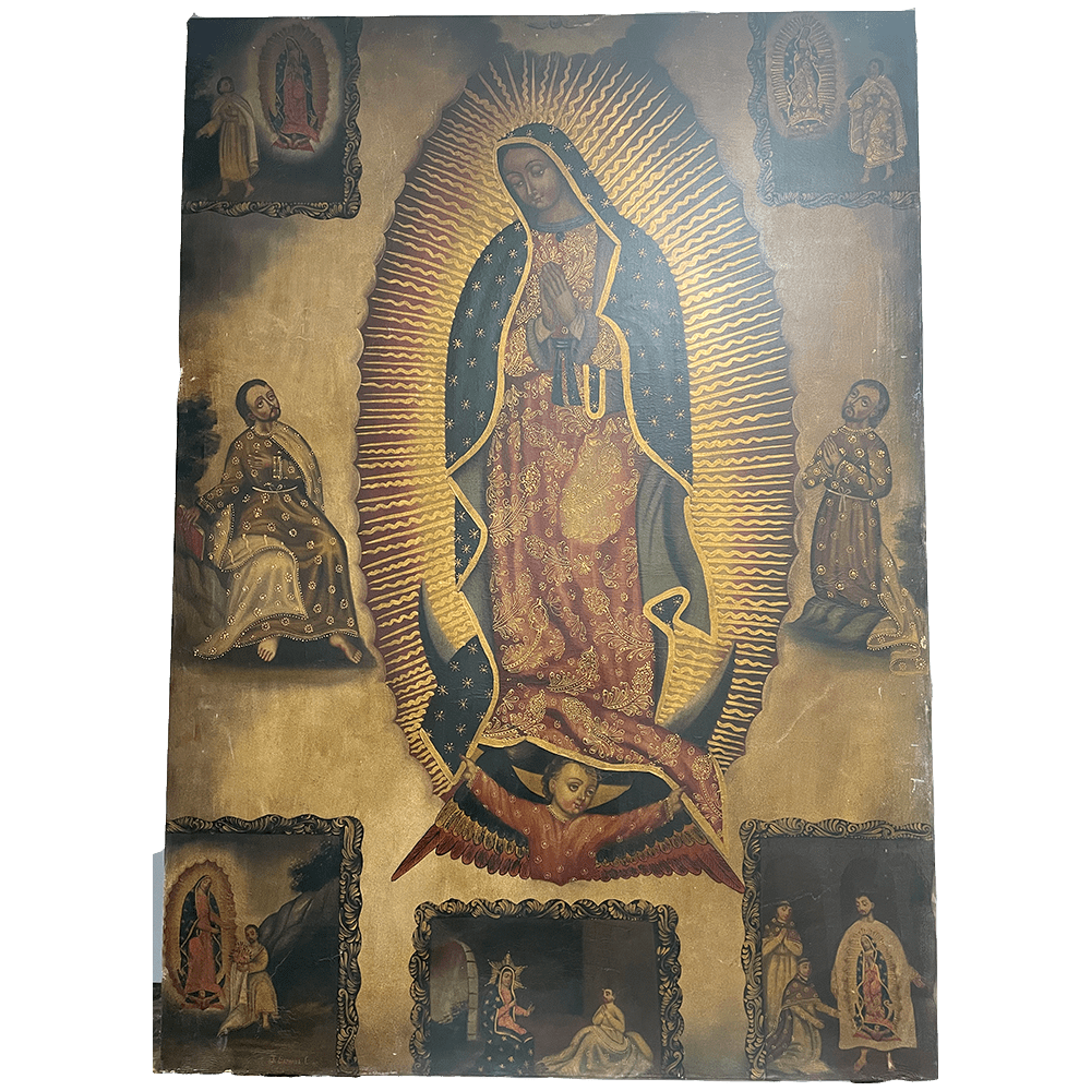 Pintura de Guadalupana oleo sobre lienzo