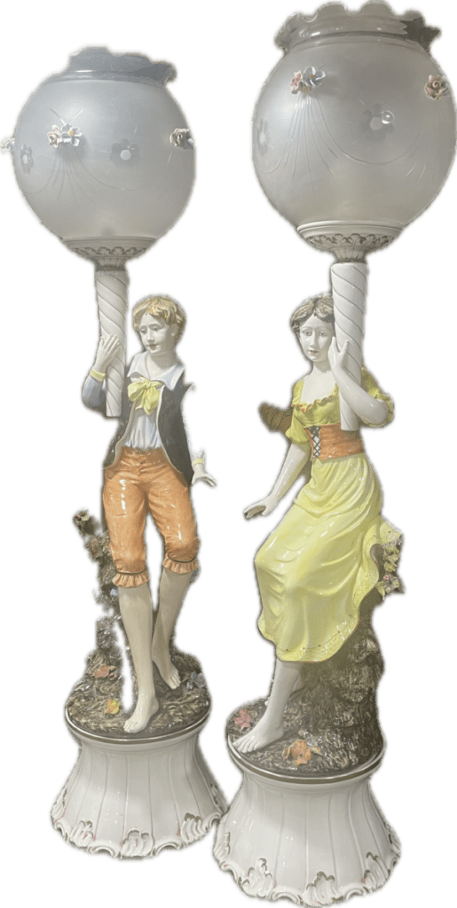 pareja de lampareros de porcelana de capodimonte